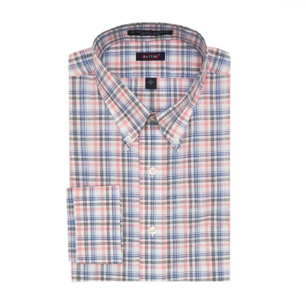 NEW BROOKWOOD men's tailored fit shirt in pink/blue/grey
